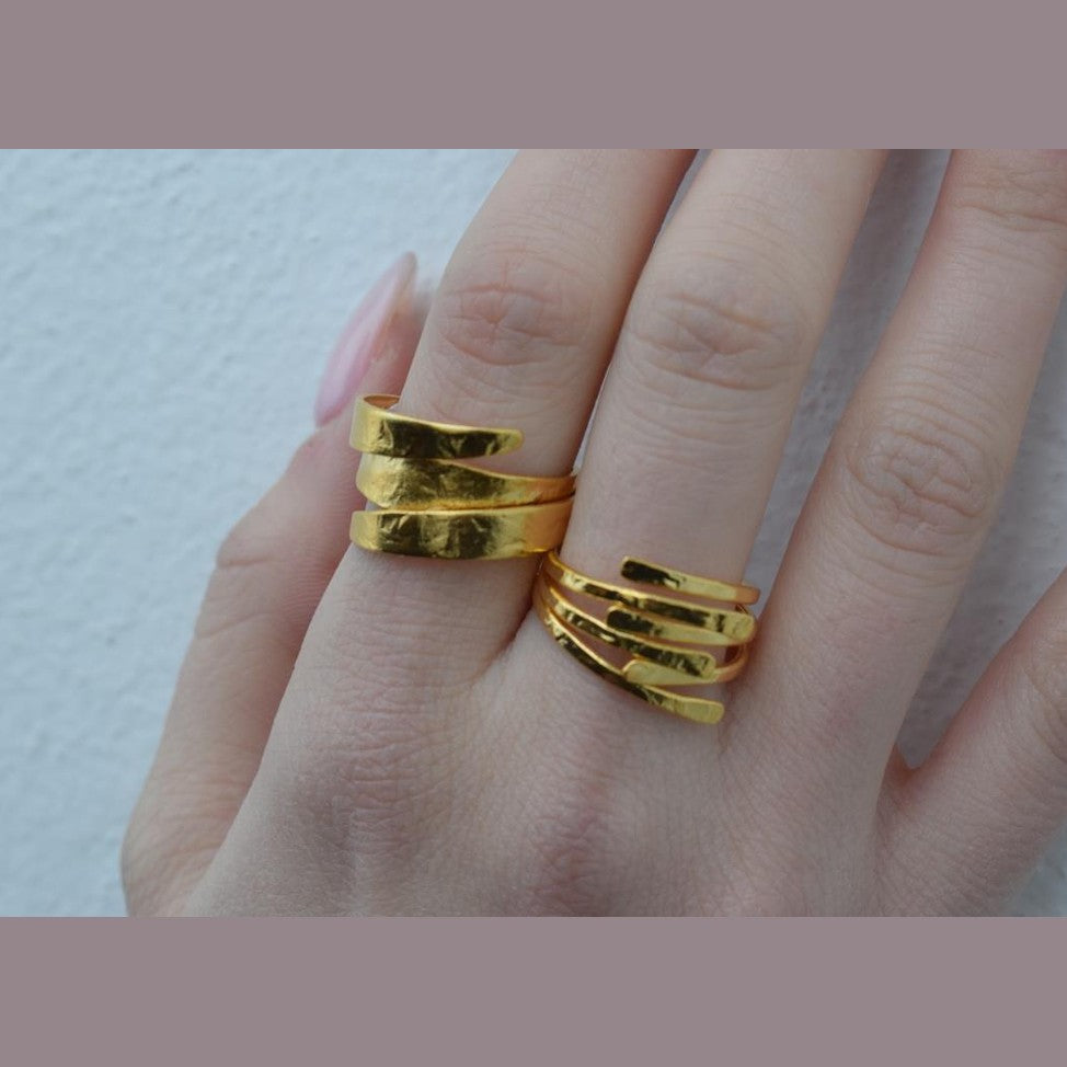 Daphne ring – Greek hammered jewelry – 18K gold, silver, and rose gold plated