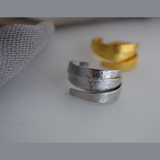 Daphne ring – Greek hammered jewelry – 18K gold, silver, and rose gold plated
