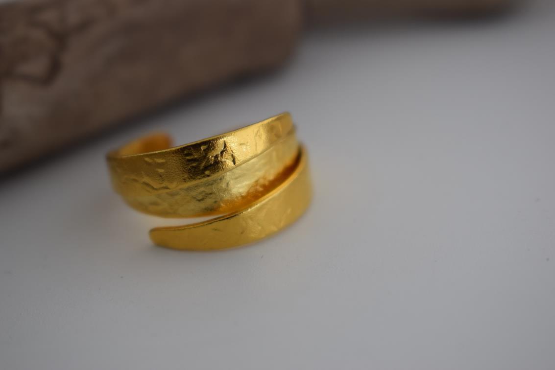 Daphne ring – Greek hammered jewelry – 18K gold, silver, and rose gold plated