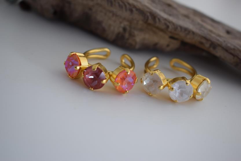 Orion ring with Swarovski – Greek hammered jewelry 18K gold plated multicolor design