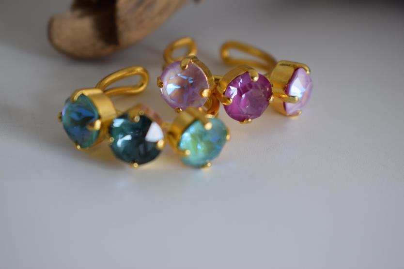 Orion ring with Swarovski – Greek hammered jewelry 18K gold plated multicolor design