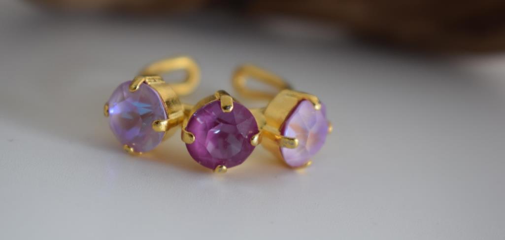 Orion ring with Swarovski – Greek hammered jewelry 18K gold plated multicolor design