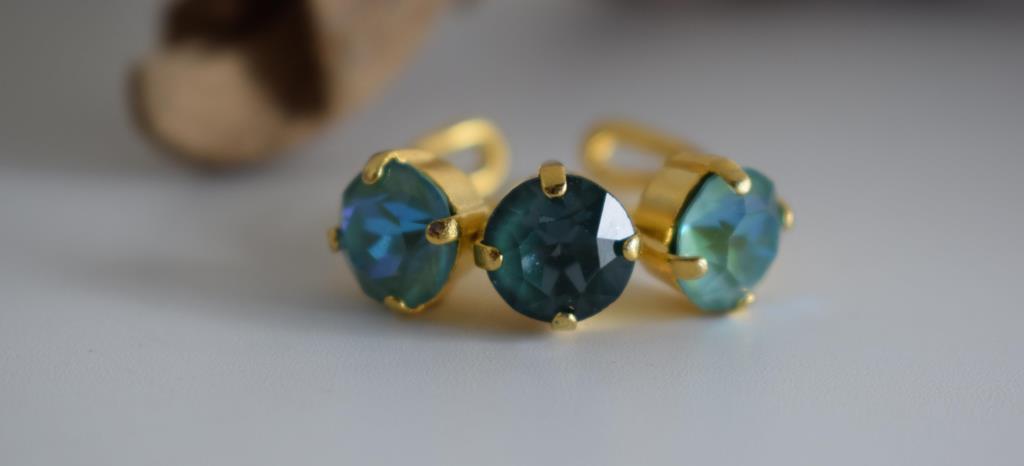 Orion ring with Swarovski – Greek hammered jewelry 18K gold plated multicolor design