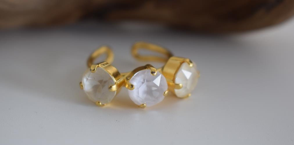 Orion ring with Swarovski – Greek hammered jewelry 18K gold plated multicolor design