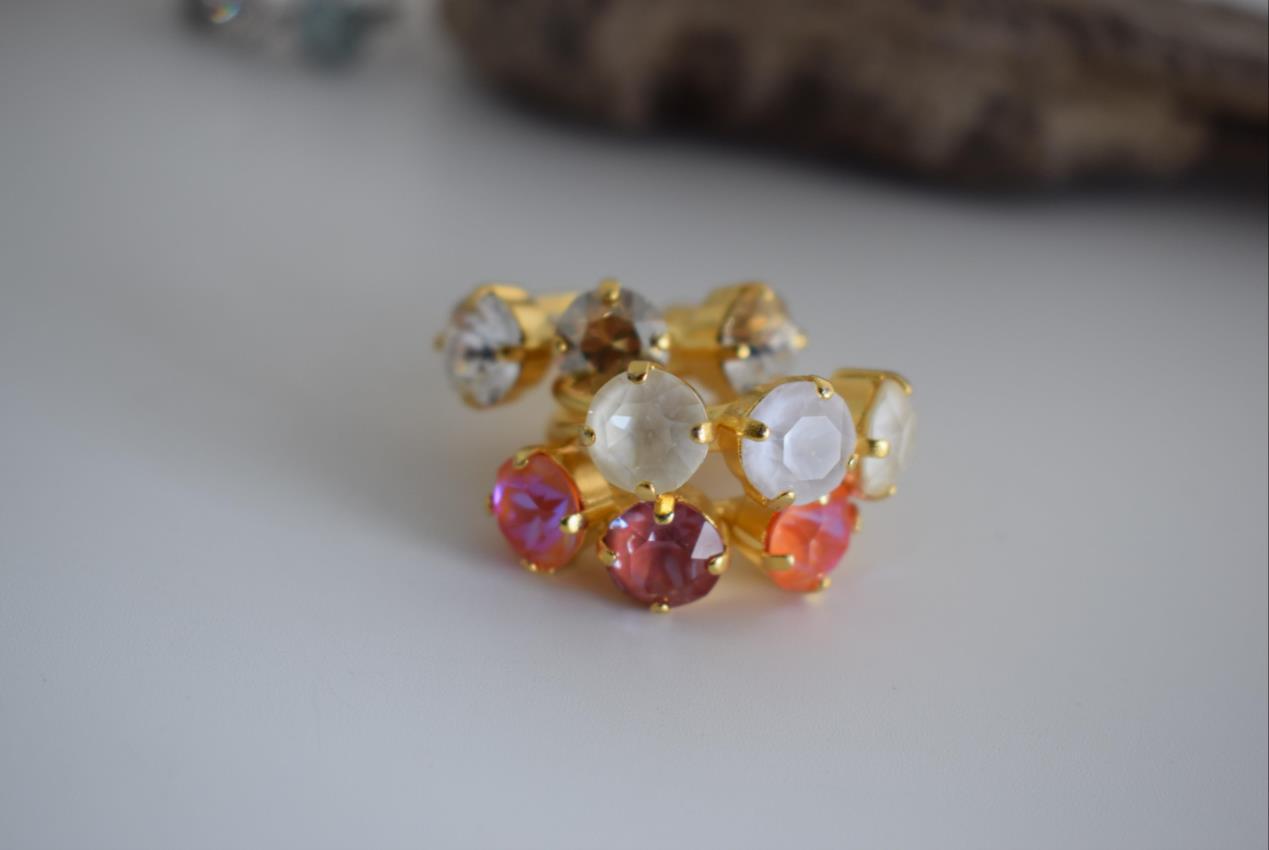 Orion ring with Swarovski – Greek hammered jewelry 18K gold plated multicolor design