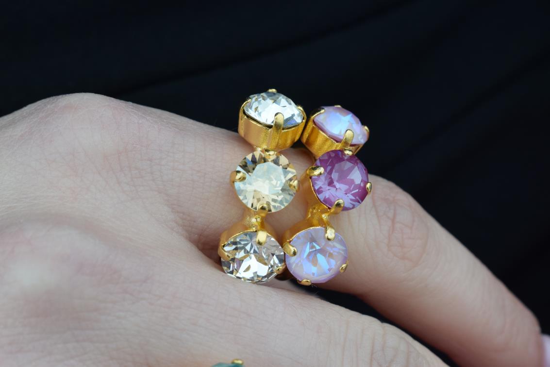 Orion ring with Swarovski – Greek hammered jewelry 18K gold plated multicolor design