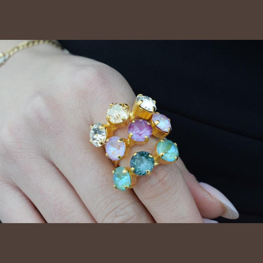 Orion ring – Greek hammered jewelry 18K gold plated multicolor design