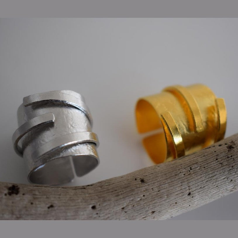 Labrys Ring – Greek Hammered Jewelry – 18K Gold or Silver Plated - N2100 - CF fashion