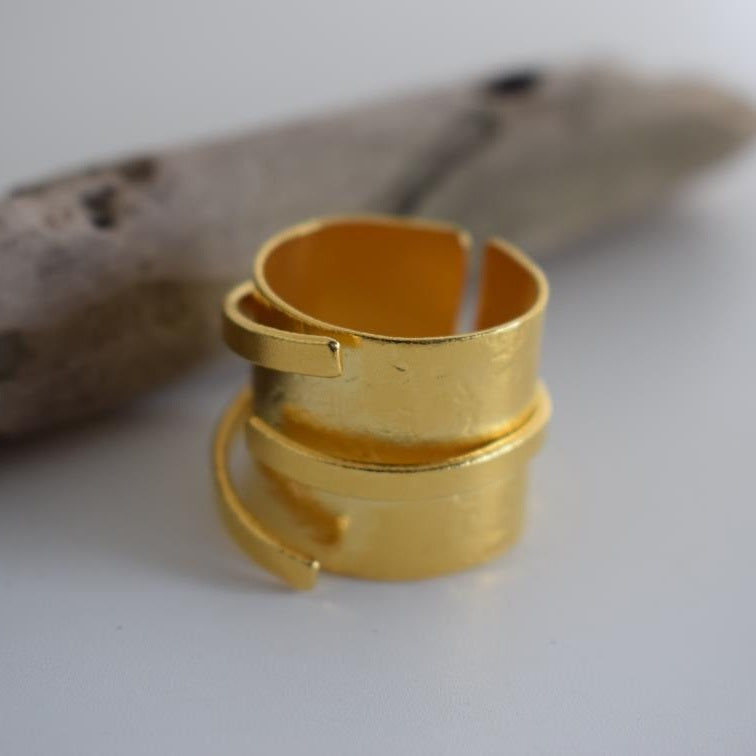 Labrys Ring – Greek Hammered Jewelry – 18K Gold or Silver Plated - N2100 - CF fashion