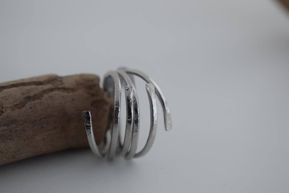 Minos ring Greek hammered jewelry with multi-band hammered design, available in gold, silver, and rose gold plated.