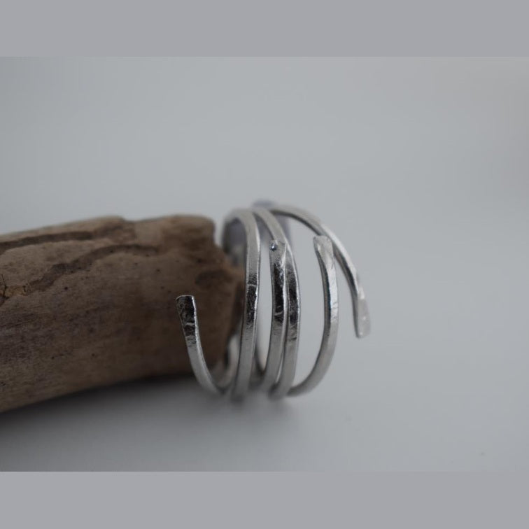 Minos ring Greek hammered jewelry with multi-band hammered design, available in gold, silver, and rose gold plated.