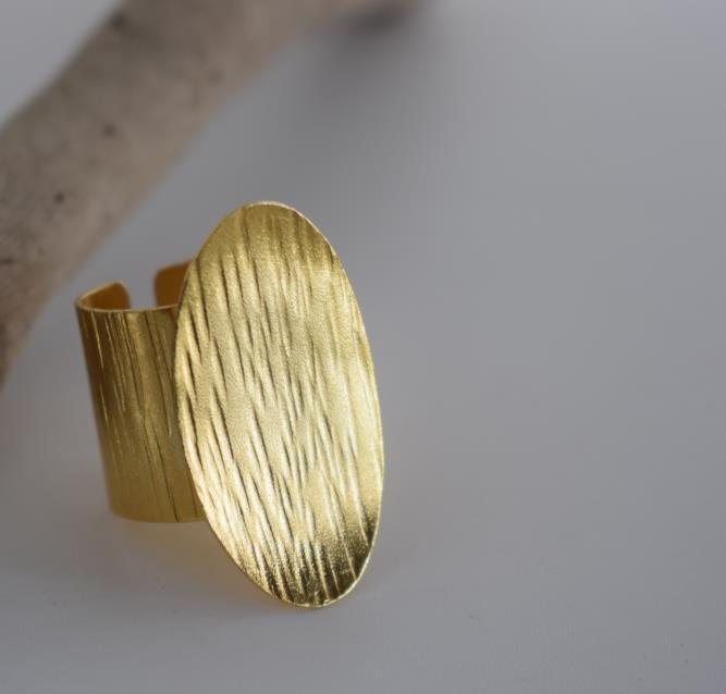 Hermes ring – Greek hammered jewelry – 18K gold or silver plated, also available in rose gold, hammered oval design