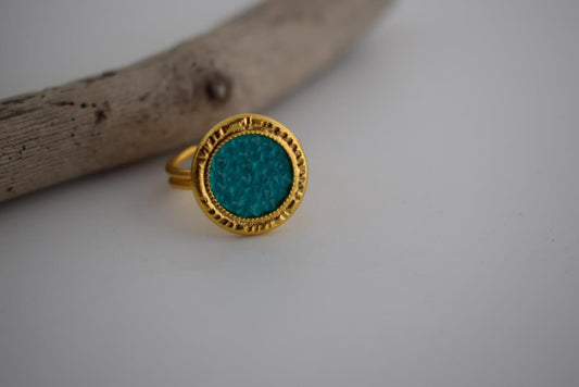 Seleni ring Greek hammered jewelry with Swarovski crystals in gold and black tones, available in gold, silver, and rose gold plated.