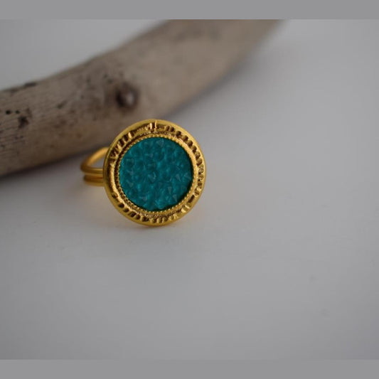 Seleni ring Greek hammered jewelry with Swarovski crystals in gold and black tones, available in gold, silver, and rose gold plated.