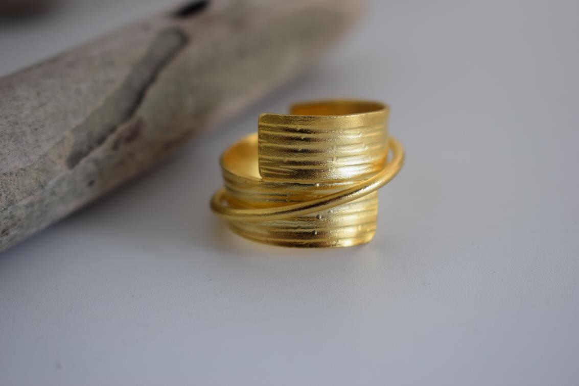 Danae ring – Greek hammered jewelry – 18K gold, silver, and rose gold plated