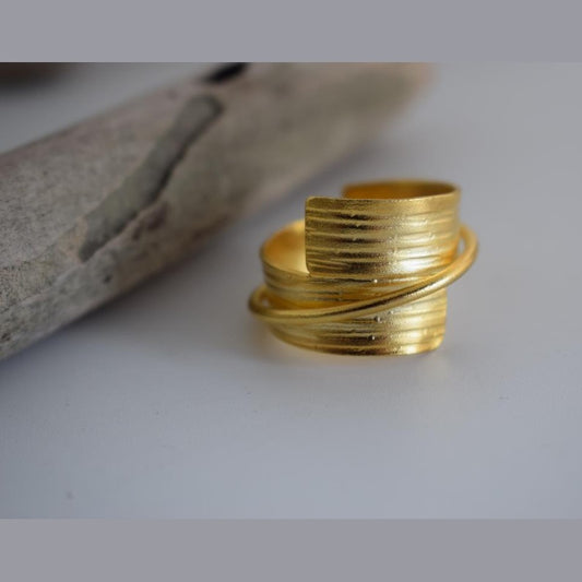 Danae ring – Greek hammered jewelry – 18K gold, silver, and rose gold plated