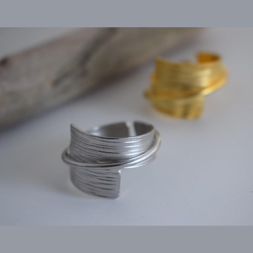 Danae ring – Greek hammered jewelry – 18K gold, silver, and rose gold plated