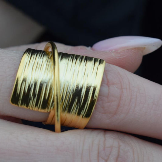 Danae ring – Greek hammered jewelry – 18K gold, silver, and rose gold plated