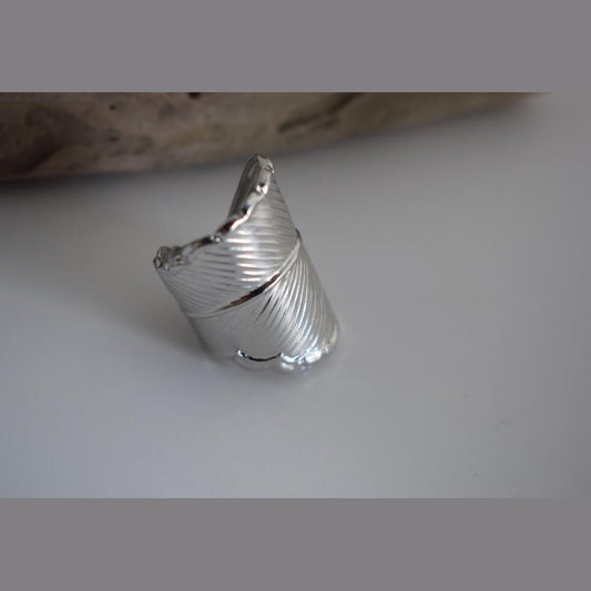 Narkissos ring Greek hammered jewelry with sculptural leaf-inspired texture, available in gold, silver, and rose gold plated.