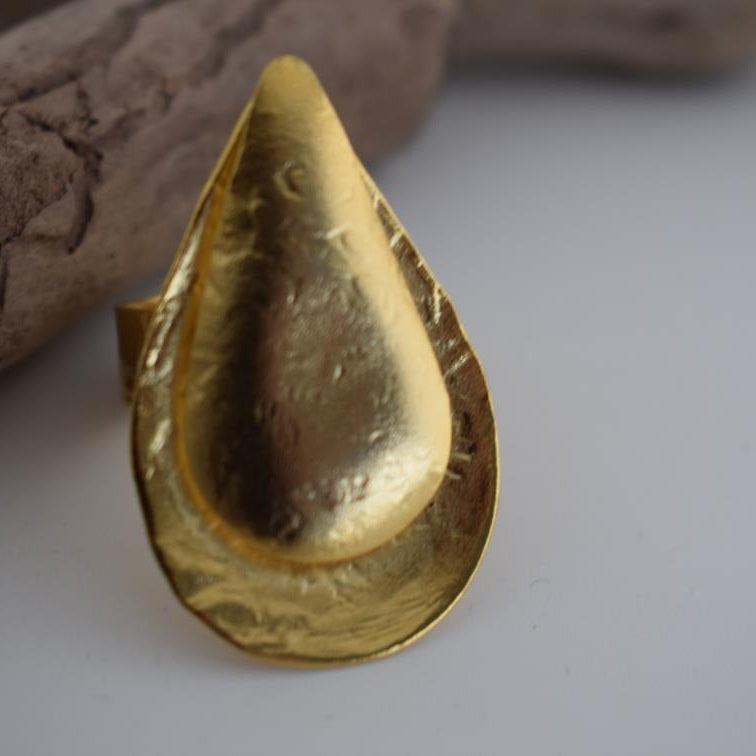 Phylion ring – Greek hammered jewelry – 18K gold, silver, and rose gold plated