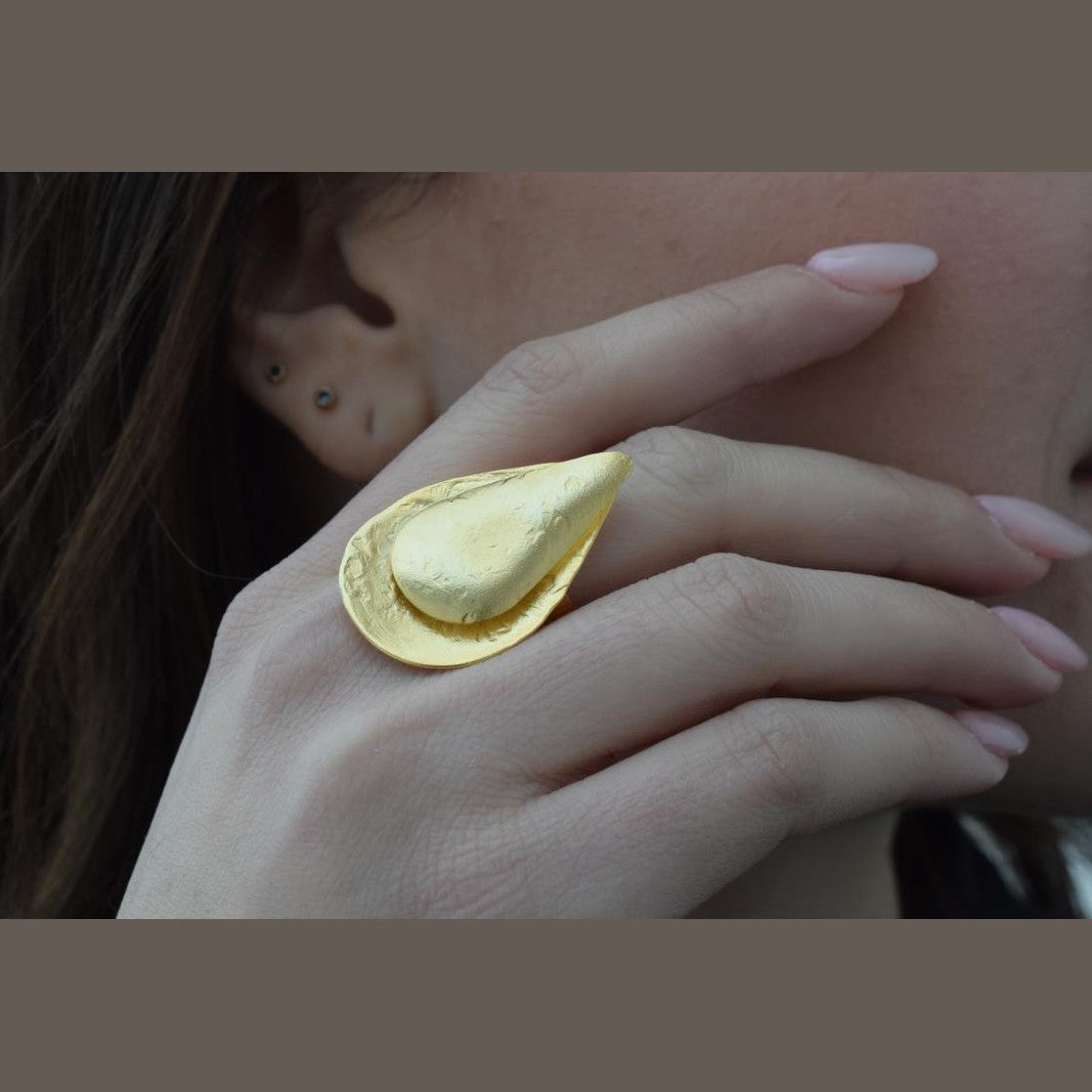 Phylion ring – Greek hammered jewelry – 18K gold, silver, and rose gold plated