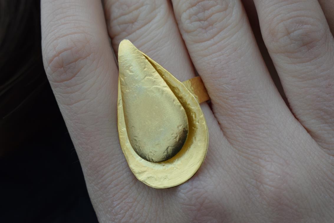 Phylion ring – Greek hammered jewelry – 18K gold, silver, and rose gold plated
