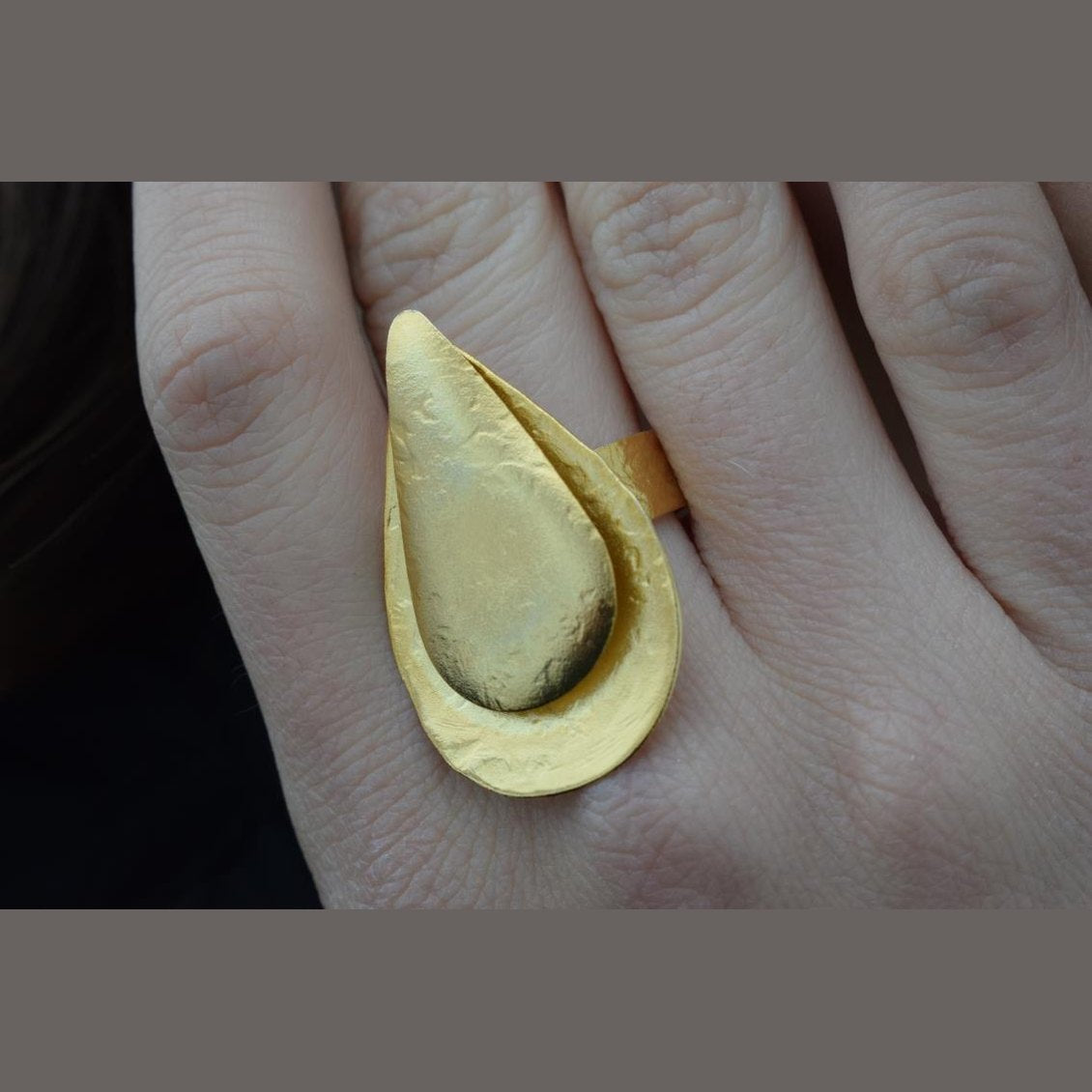 Phylion ring – Greek hammered jewelry – 18K gold, silver, and rose gold plated