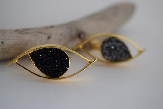 Eye ring with Swarovski – Greek hammered jewelry – 18K gold, silver, and rose gold plated