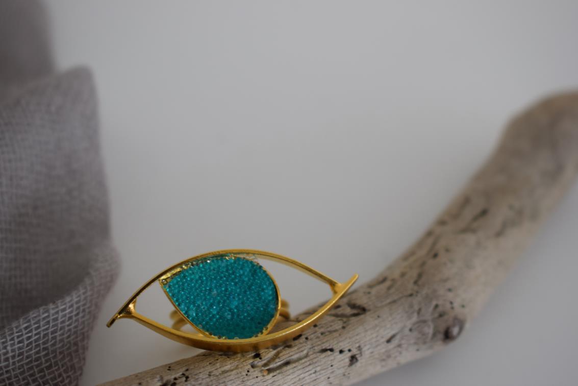 Eye ring with Swarovski – Greek hammered jewelry – 18K gold, silver, and rose gold plated