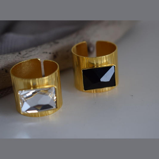 onio rings Greek hammered jewelry 18K gold plated with crystal