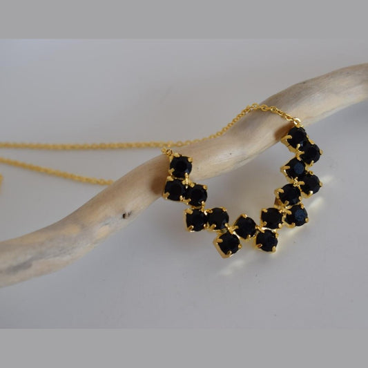 Asteria Necklace – Handmade Greek Hammered Jewelry in 18K gold or silver plated with shimmering crystals inspired by the goddess of the stars.