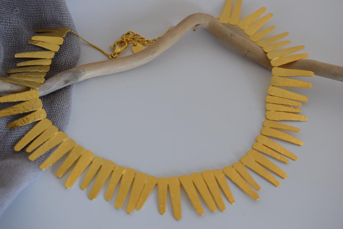 Apollon necklace – Greek hammered jewelry – 18K gold or silver plated, also available in rose gold, hammered sunray design