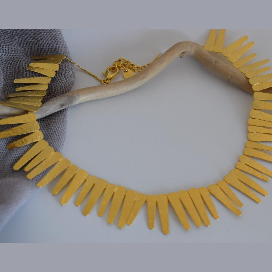 Apollon necklace – Greek hammered jewelry – 18K gold or silver plated, also available in rose gold, hammered sunray design