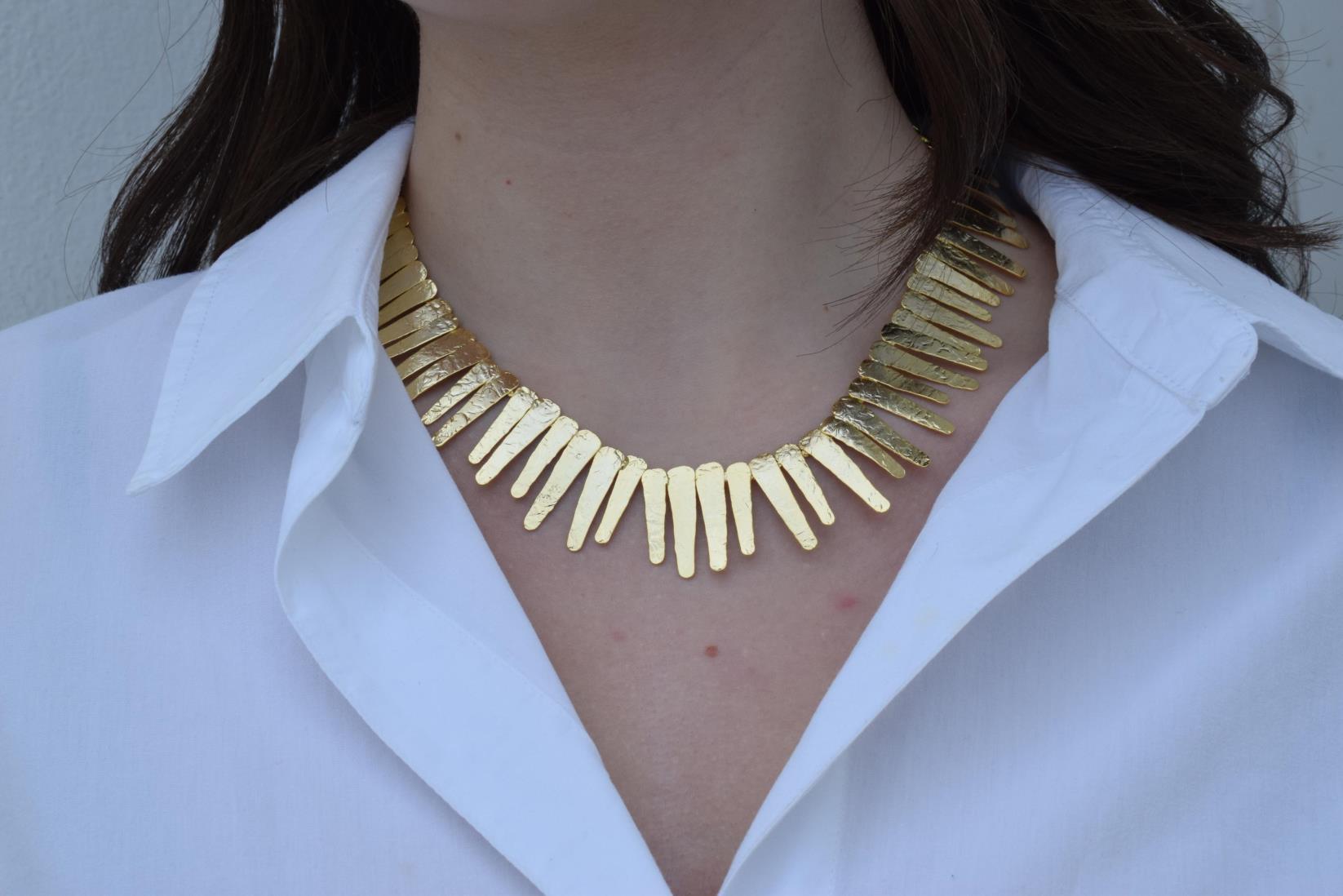 Apollon necklace – Greek hammered jewelry – 18K gold or silver plated, also available in rose gold, hammered sunray design