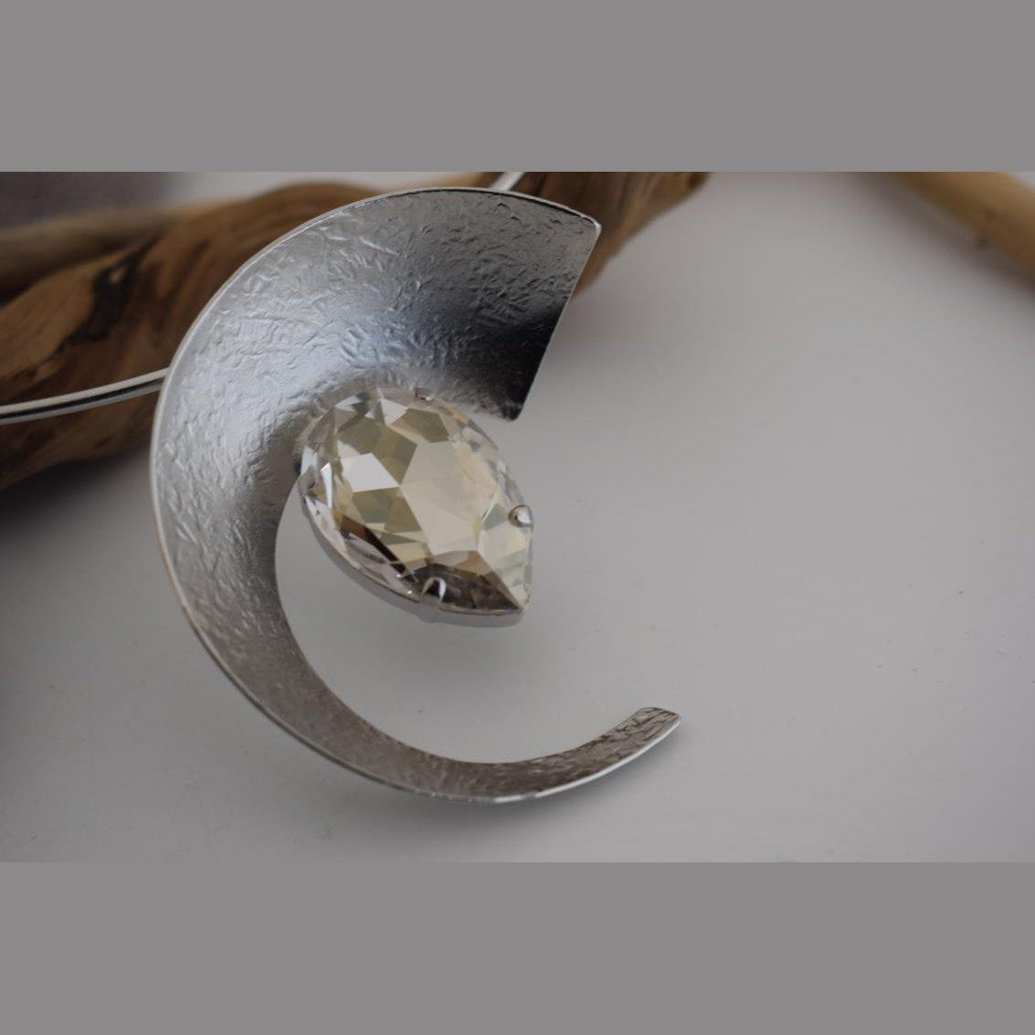 Selene necklace with stones Greek hammered jewelry 18K gold, silver and rose gold plated