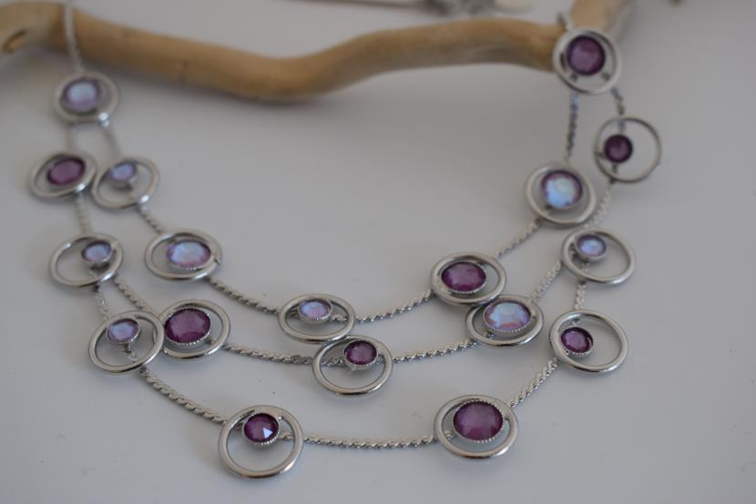 Tinos necklace with crystal – Greek hammered jewelry – 18K gold, silver, and rose gold plated