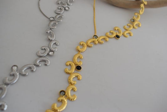 Ikaria Necklace â Handmade Greek hammered jewelry with Swarovski crystals, available in 18K gold or silver plated finish.