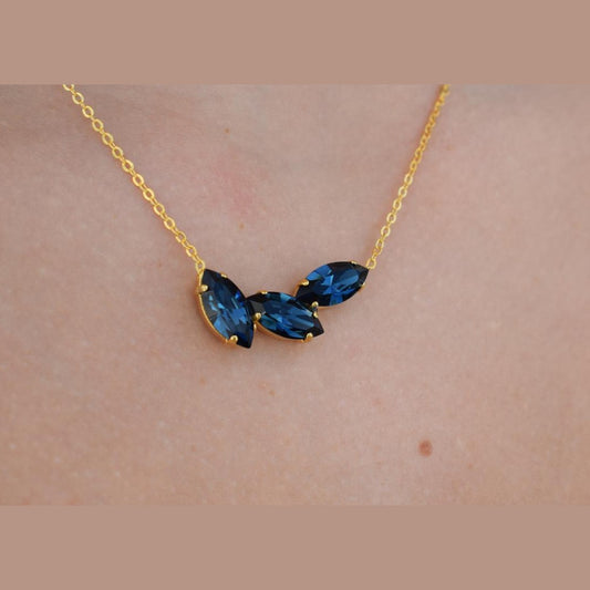 Amaryllis Necklace – Handmade Greek hammered jewelry with crystals, 18K silver plated, inspired by the nymph Amaryllis.