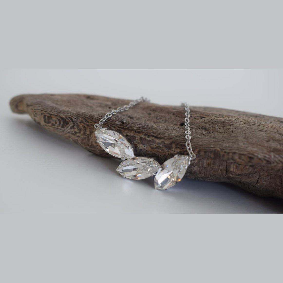Amaryllis Necklace – Handmade Greek hammered jewelry with crystals, 18K silver plated, inspired by the nymph Amaryllis.