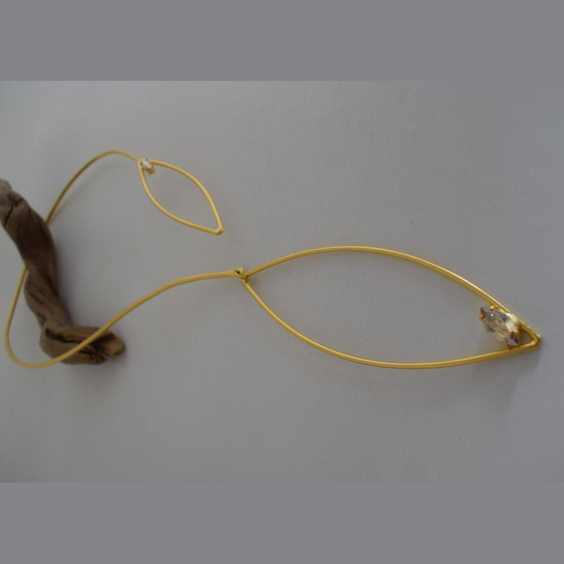 Nereis Necklace – handmade Greek hammered jewelry with crystals inspired by sea nymphs, available in 18K gold, silver, and rose gold plated.