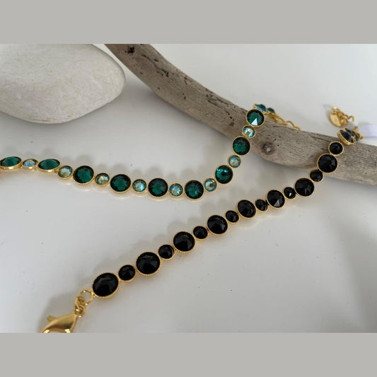 Tinos bracelet with crystal – Greek hammered jewelry – 18K gold, silver, and rose gold plated
