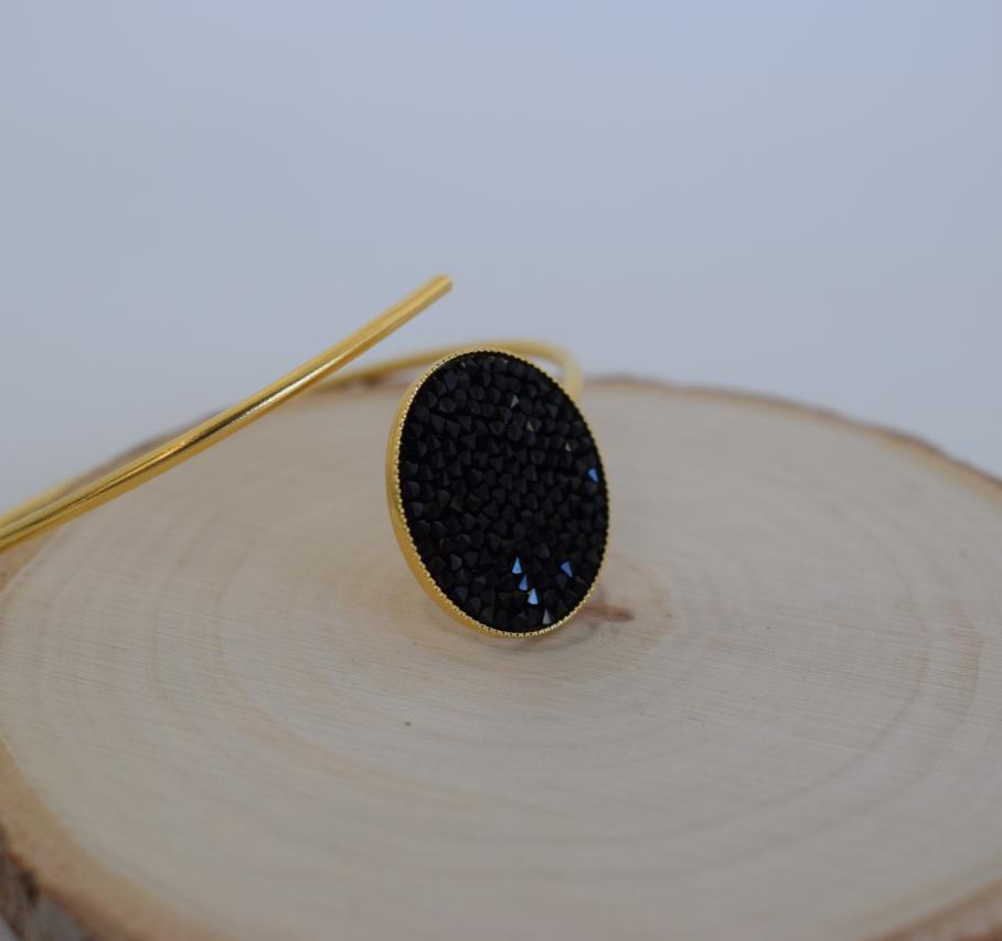 Galaxia 3 bracelet, handmade Greek hammered jewelry with Swarovski crystals, available in 18K gold or silver plated.