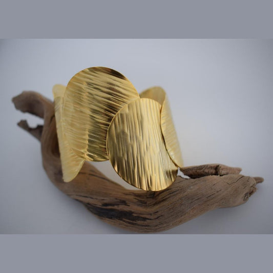 Krateras bracelet, handmade Greek hammered jewelry available in 18K gold and silver plated.