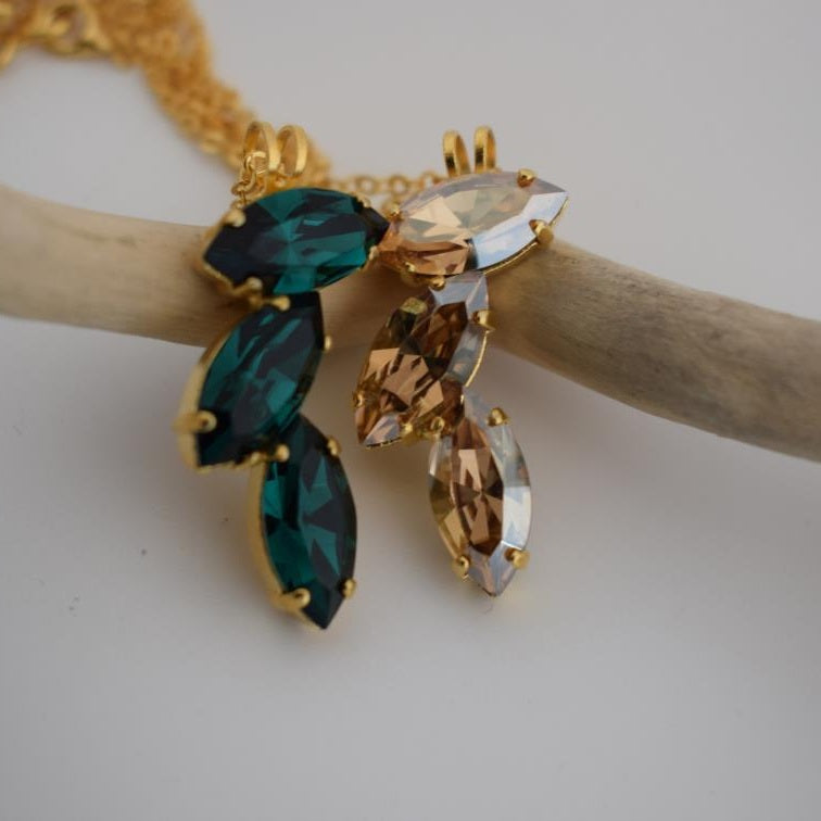 Amaryllis necklace – Greek hammered jewelry – 18K gold plated, silver plated, rose gold plated with crystals