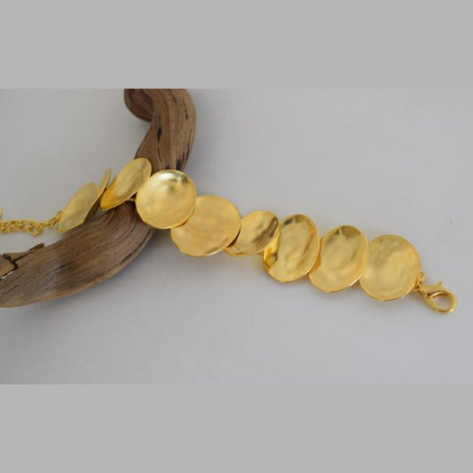 Selini bracelet, handmade Greek hammered jewelry available in 18K gold and silver plated.
