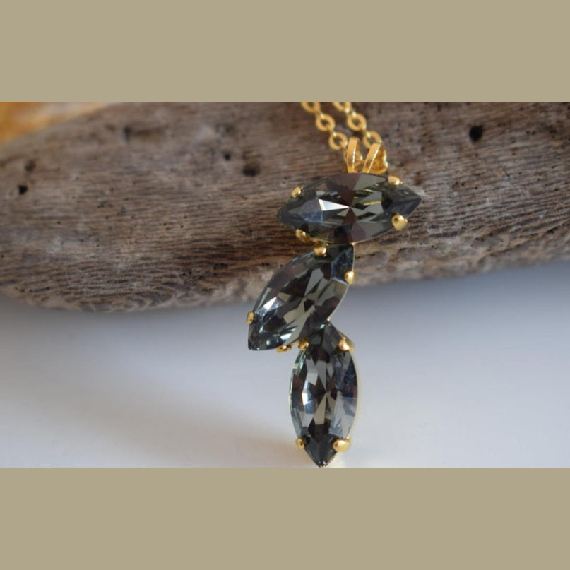 Amaryllis necklace – Greek hammered jewelry – 18K gold plated, silver plated, rose gold plated with crystals