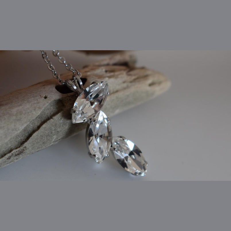 Amaryllis necklace – Greek hammered jewelry – 18K gold plated, silver plated, rose gold plated with crystals