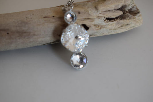 Orion necklace Greek hammered jewelry 18K gold plated with aqua and blue crystals inspired by constellation