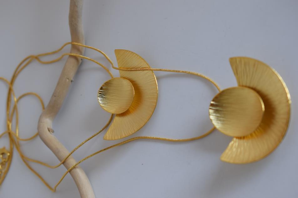 Kochlias 2 necklace Greek hammered jewelry 18K gold silver rose gold plated double spiral pendant