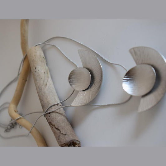 Kochlias 2 necklace Greek hammered jewelry 18K gold silver rose gold plated double spiral pendant